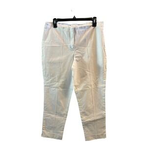 J Jill Womens White Cotton Blend Cropped Pants Size 12 Elastic Waist